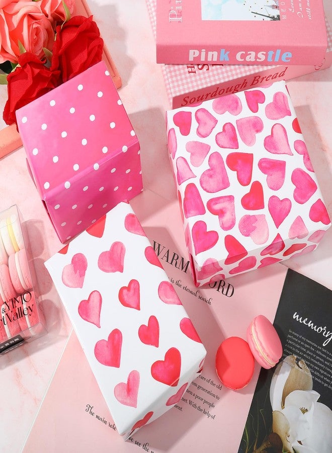 وولاين ورق تغليف هدايا عيد الحب من والين، 12 ورقة، ورق تغليف هدايا وردي اللون بنقشة قلوب الحب، مطوي بشكل مسطح، ورق ألوان مائية، ورق حرفي يدوي الصنع، مناسب لتزيين الحفلات، مقاس 19.7 × 27.6 بوصة - Image 4